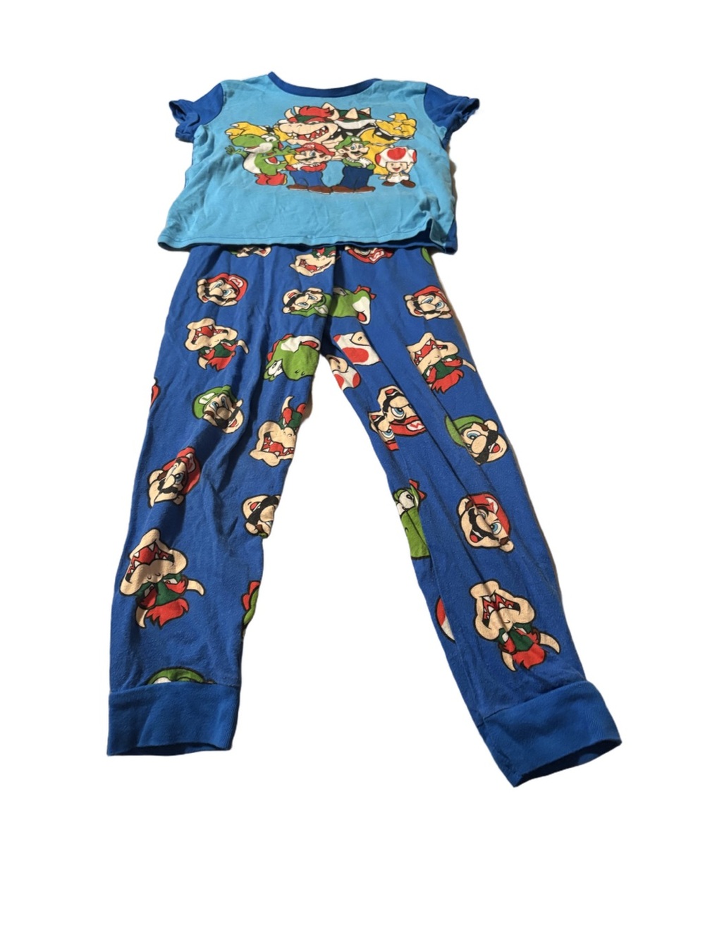 Nintendo Blue Super Mario Character Pyjama Set Size 7-8